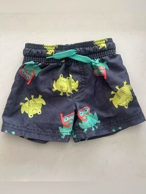 Simple Joys by Carter's Navy Swim Shorts with Lime & Teal Frog Print 3-6 months